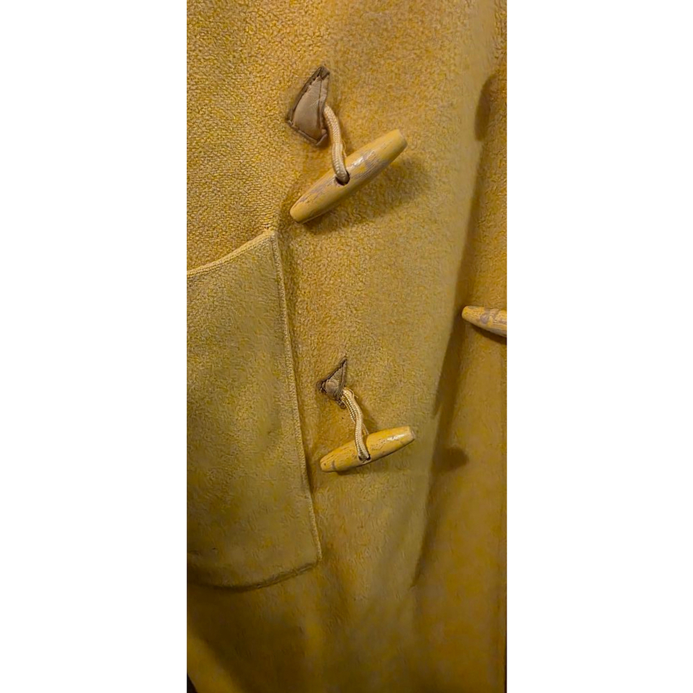 Women's NANCY HELLER Yellow Cashmere Wool Cape Coat with Wooden Toggles XL - Picture 9 of 14